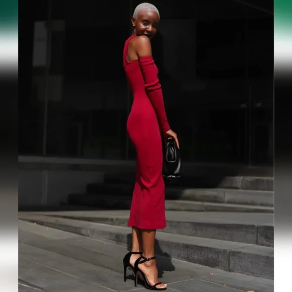 NWT The Drop x @SignedBlake Rhubarb Cutout Shoulder Dress | Size Small - Picture 2 of 6